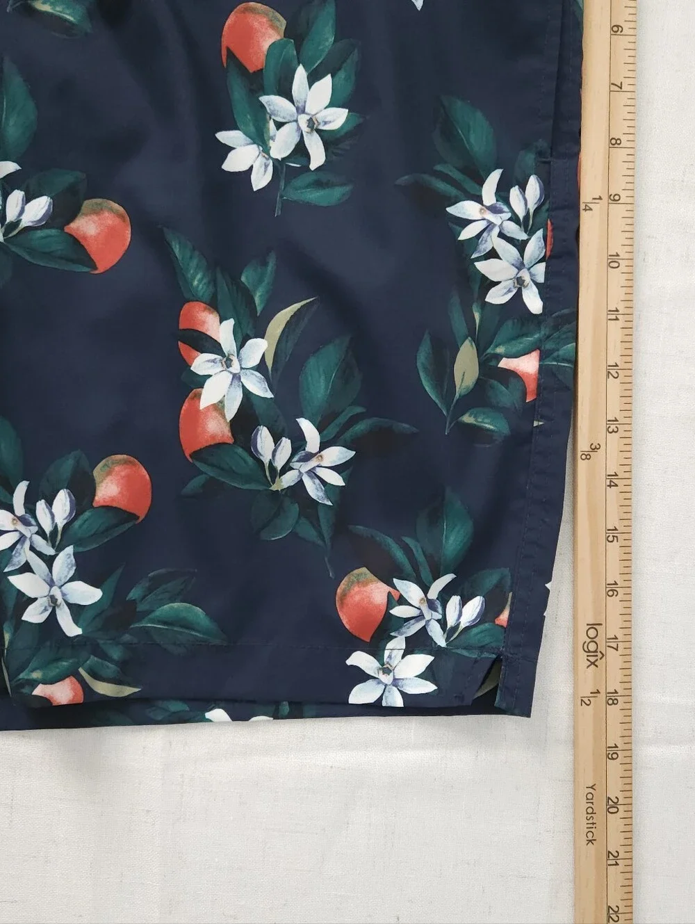 Abercrombie‎ & Fitch Mens XXL Swim Trunks Navy Orange Floral Pull On Drawstring